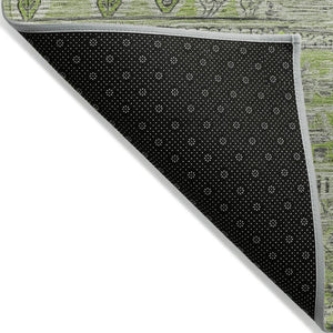 HomeRoots 8' Olive Green & Gray Round Striped Area Rug – Stylish, Washable, Durable for Indoor & Outdoor Use 622200