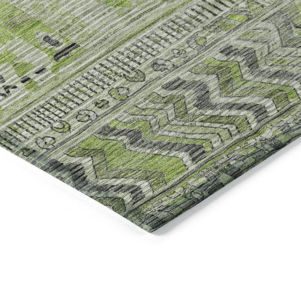 HomeRoots 8' Olive Green & Gray Round Striped Area Rug – Stylish, Washable, Durable for Indoor & Outdoor Use 622200