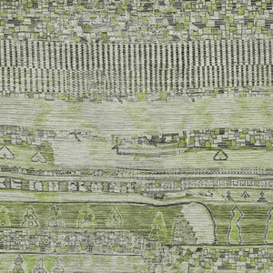 HomeRoots 8' X 10' Olive Green & Gray Striped Washable Area Rug - Durable, Stylish, Perfect for Indoor & Outdoor Use! 622201