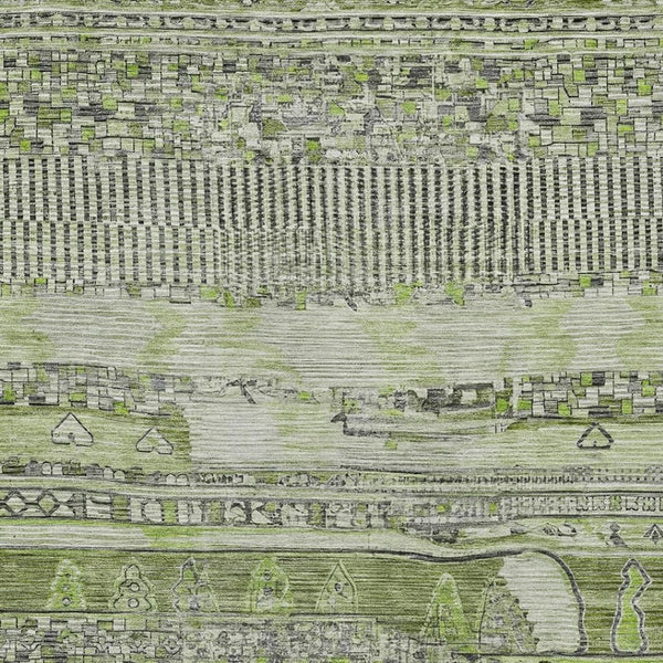 HomeRoots 9' Olive Green and Gray Striped Indoor Outdoor Area Rug - Washable, Durable, Stylish Comfort for All Spaces 622202