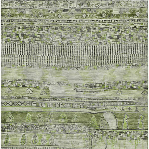 HomeRoots 10' Olive Green and Gray Striped Washable Area Rug - Versatile Indoor Outdoor Style for Every Space 622203