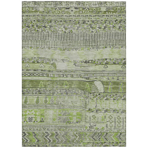 HomeRoots 10' Olive Green and Gray Striped Washable Area Rug - Versatile Indoor Outdoor Style for Every Space 622203