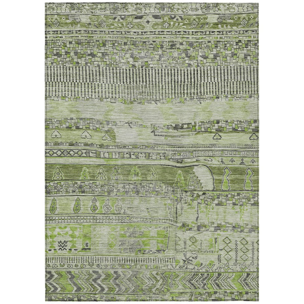 HomeRoots 10' Olive Green and Gray Striped Washable Area Rug - Versatile Indoor Outdoor Style for Every Space 622203