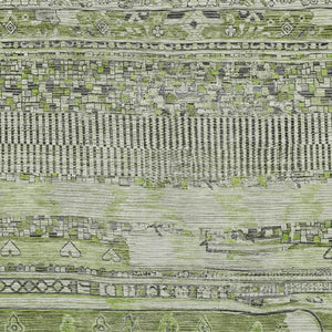 HomeRoots 10' Olive Green and Gray Striped Washable Area Rug - Versatile Indoor Outdoor Style for Every Space 622203