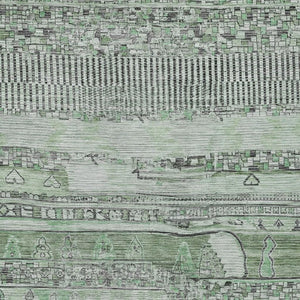 HomeRoots 5' Sage and Gray Striped Washable Area Rug for Indoor/Outdoor Use - Durable, Stylish & Easy Care! 622205