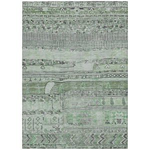 HomeRoots 9' X 12' Sage and Gray Striped Washable Area Rug - Durable, Stylish, Indoor/Outdoor, Easy Care 622208