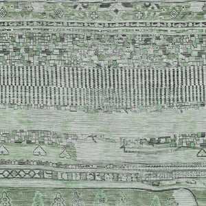 HomeRoots 9' X 12' Sage and Gray Striped Washable Area Rug - Durable, Stylish, Indoor/Outdoor, Easy Care 622208