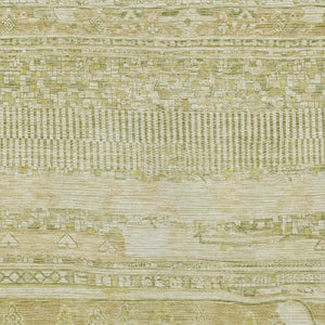 HomeRoots 5' Tan and Gold Striped Area Rug - Washable, Durable, Stain-Resistant for Indoor & Outdoor Spaces 622211