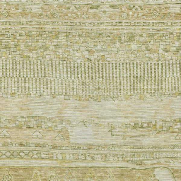 HomeRoots 5' Tan and Gold Striped Area Rug - Washable, Durable, Stain-Resistant for Indoor & Outdoor Spaces 622211