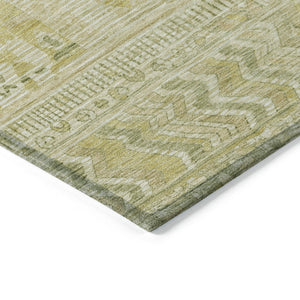 HomeRoots 8' Tan and Gold Striped Round Area Rug – Stylish, Washable, Durable for Indoor & Outdoor Spaces! 622212