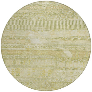 HomeRoots 8' Tan and Gold Striped Round Area Rug – Stylish, Washable, Durable for Indoor & Outdoor Spaces! 622212