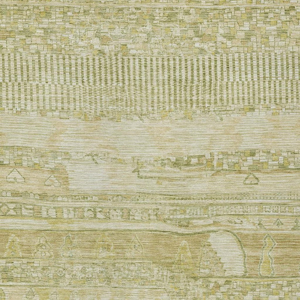 HomeRoots 8' X 10' Tan and Gold Striped Area Rug - Versatile, Washable, Durable for Indoor and Outdoor Use 622213