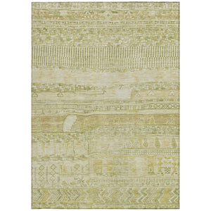 HomeRoots 10' Tan and Gold Striped Washable Area Rug - Durable, Stain-Resistant for Indoor & Outdoor Use! 622215