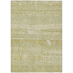 HomeRoots 10' Tan and Gold Striped Washable Area Rug - Durable, Stain-Resistant for Indoor & Outdoor Use! 622215