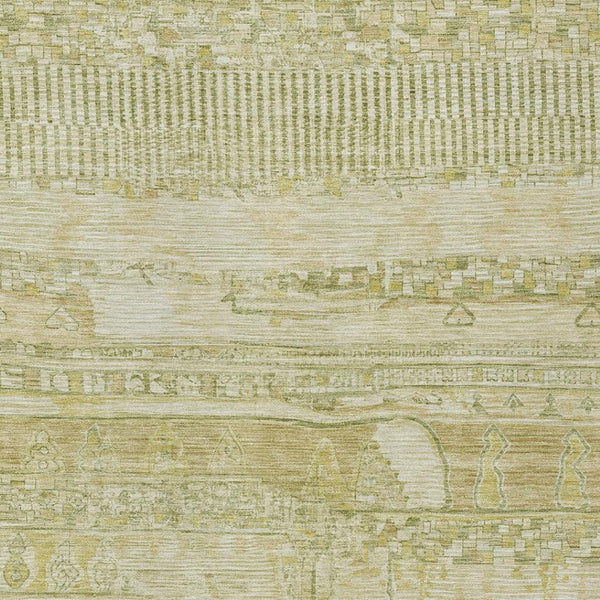 HomeRoots 10' Tan and Gold Striped Washable Area Rug - Durable, Stain-Resistant for Indoor & Outdoor Use! 622215