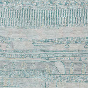 HomeRoots 9' Teal Blue and Gray Striped Area Rug – Washable, Durable, Indoor/Outdoor, Perfect for High-Traffic Areas 622220