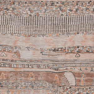 HomeRoots 9' X 12' Striped Terra Cotta & Gray Area Rug - Durable, Washable, Ideal for Indoor & Outdoor Spaces 622226