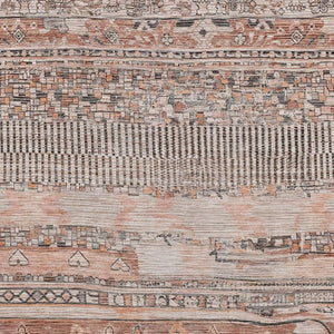 HomeRoots 10' Striped Terra Cotta and Gray Washable Area Rug – Versatile Indoor/Outdoor Style for Any Space 622227