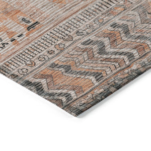 HomeRoots 10' Striped Terra Cotta and Gray Washable Area Rug – Versatile Indoor/Outdoor Style for Any Space 622227