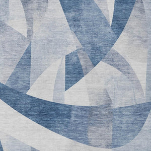 HomeRoots 9' Denim Blue & Ivory Abstract Washable Area Rug - Indoor/Outdoor Durable, Stain-Resistant Design 622244