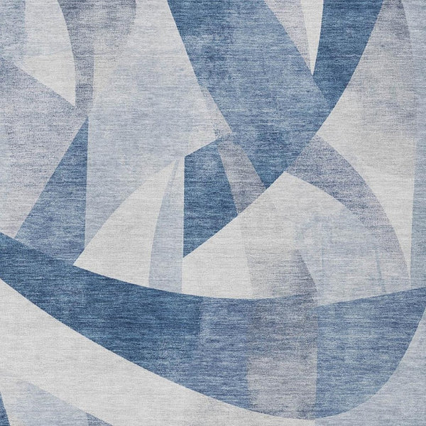 HomeRoots 9' Denim Blue & Ivory Abstract Washable Area Rug - Indoor/Outdoor Durable, Stain-Resistant Design 622244