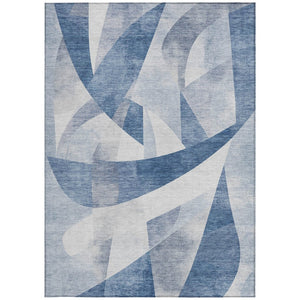 HomeRoots 10' Modern Denim Blue & Ivory Abstract Washable Area Rug for Indoor/Outdoor Use, Durable & Stylish 622245