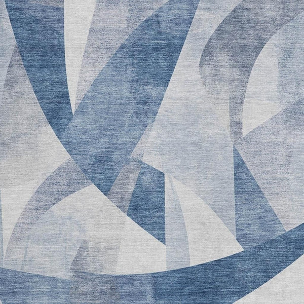HomeRoots 10' Modern Denim Blue & Ivory Abstract Washable Area Rug for Indoor/Outdoor Use, Durable & Stylish 622245