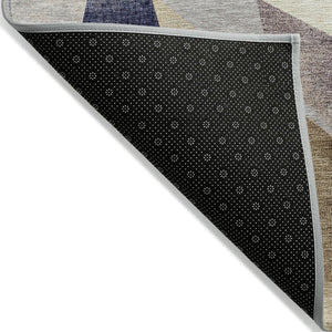 HomeRoots 5' Navy Blue and Gold Abstract Area Rug - Washable, Durable, Indoor/Outdoor Design for Any Space 622247