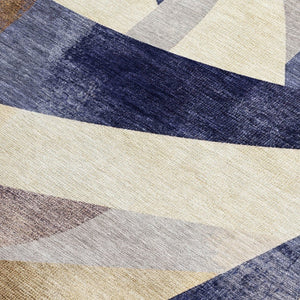 HomeRoots 9' X 12' Navy Blue and Gold Abstract Area Rug – Stylish, Washable, Versatile for Indoor & Outdoor Spaces! 622250
