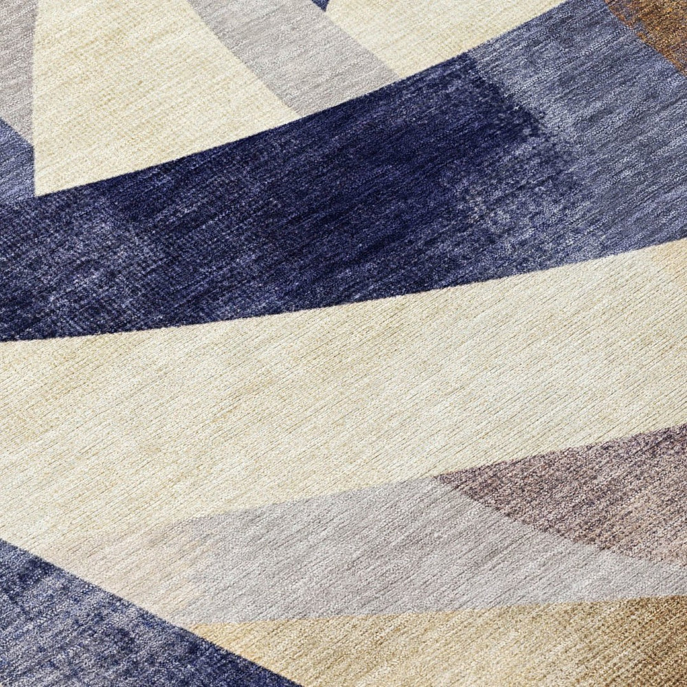 HomeRoots 9' X 12' Navy Blue and Gold Abstract Area Rug – Stylish, Washable, Versatile for Indoor & Outdoor Spaces! 622250