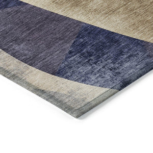 HomeRoots 10' Navy Blue & Gold Abstract Area Rug – Washable, Durable, Stylish for Indoors & Outdoors, 10x14 622251