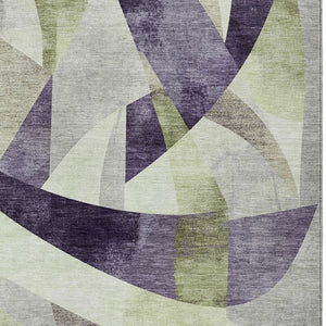 HomeRoots 5' X 8' Abstract Purple & Olive Green Area Rug - Washable, Stain-Resistant, Versatile for Indoor/Outdoor Use 622265