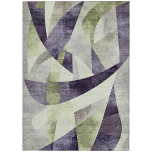 HomeRoots 8' X 10' Abstract Purple and Olive Green Washable Area Rug - Stylish, Durable, Indoor/Outdoor Use! 622267