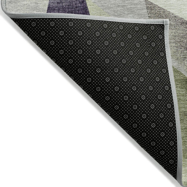 HomeRoots 8' X 10' Abstract Purple and Olive Green Washable Area Rug - Stylish, Durable, Indoor/Outdoor Use! 622267