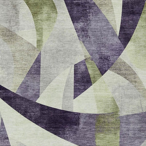 HomeRoots 9' X 12' Abstract Purple and Olive Green Washable Area Rug for Indoor and Outdoor Spaces 622268