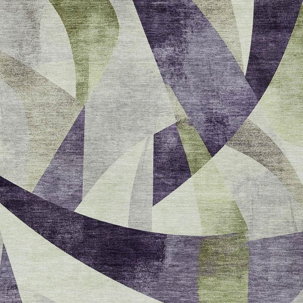 HomeRoots 9' X 12' Abstract Purple and Olive Green Washable Area Rug for Indoor and Outdoor Spaces 622268