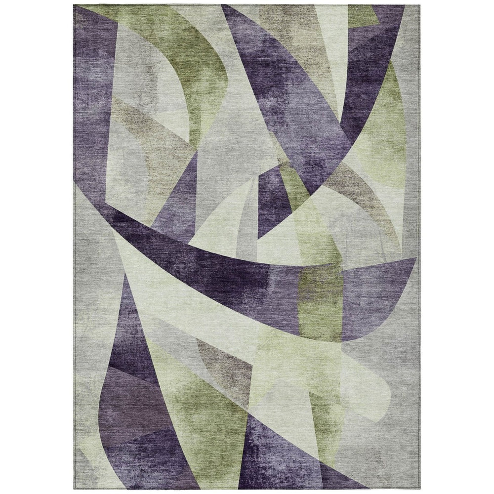 HomeRoots 10' Modern Abstract Purple and Olive Green Area Rug – Washable, Durable Indoor/Outdoor Design, Perfect for High-Traffic Spaces 622269