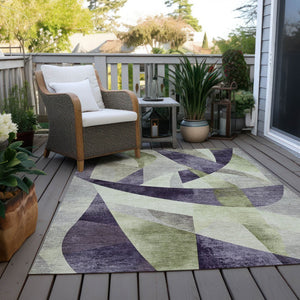 HomeRoots 10' Modern Abstract Purple and Olive Green Area Rug – Washable, Durable Indoor/Outdoor Design, Perfect for High-Traffic Spaces 622269