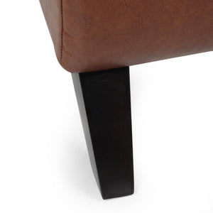 English Elm Christopher Knight Home® - FINLAY Curved PU Chaise Lounge with Birch Legs — Ergonomic Faux Leather Seat for Modern Comfort and Style Light Brown 43.5 L x 26.5 W x 14.5 H 70507.00