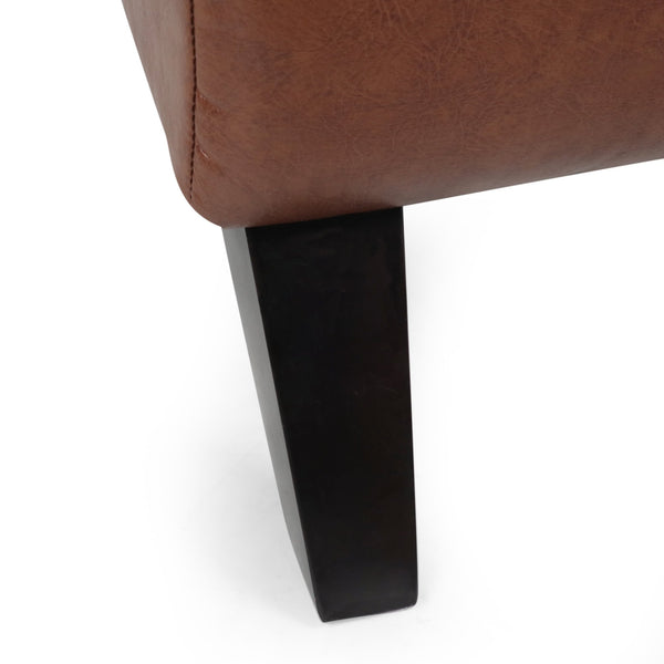 English Elm Christopher Knight Home® - FINLAY Curved PU Chaise Lounge with Birch Legs — Ergonomic Faux Leather Seat for Modern Comfort and Style Light Brown 43.5 L x 26.5 W x 14.5 H 70507.00