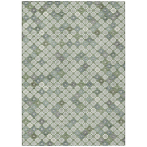 HomeRoots 5' X 8' Stylish Mint Green and Gray Geometric Washable Rug for Indoor and Outdoor Versatility 622295