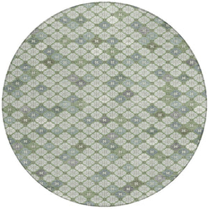 HomeRoots 8' Round Geometric Area Rug in Mint Green, Gray & Ivory - Stylish, Washable & Versatile for Any Space 622296