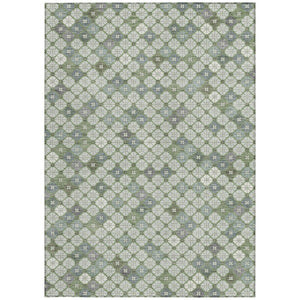 HomeRoots 8' X 10' Stylish Mint Green, Gray & Ivory Geometric Washable Area Rug for Indoor & Outdoor Use 622297