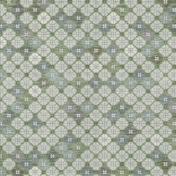 HomeRoots 10' Mint Green Gray Ivory Geometric Area Rug - Washable, Durable Indoor/Outdoor Design for All Spaces 622299