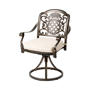 English Elm Maxwell Outdoor Cast Aluminum Swivel Chairs Weather Resistant Patio Set of Two N776P415132B