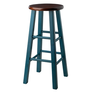 Winsome Wood Ivy Bar Stool - Rustic Teal With Walnut Seat, Stylish, Stable, No Assembly, Perfect For Counters Rustic Teal ,Walnut Solid Wood 62230-winsome-wood