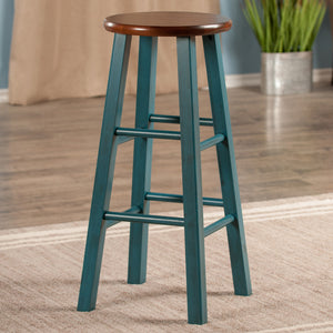 Winsome Wood Ivy Bar Stool - Rustic Teal With Walnut Seat, Stylish, Stable, No Assembly, Perfect For Counters Rustic Teal ,Walnut Solid Wood 62230-winsome-wood