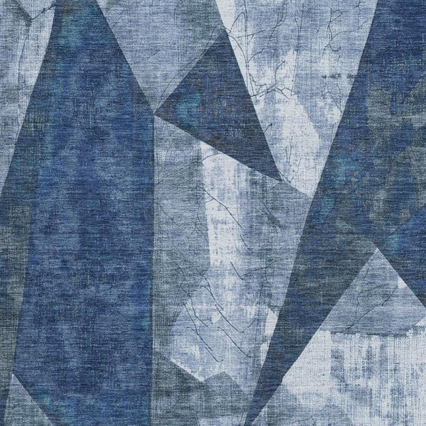 HomeRoots 5' X 8' Navy Blue and Ivory Geometric Area Rug - Stylish, Washable, Durable for Indoor & Outdoor Use 622331