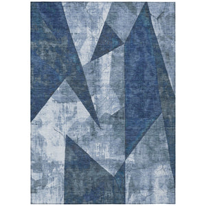 HomeRoots 5' X 8' Navy Blue and Ivory Geometric Area Rug - Stylish, Washable, Durable for Indoor & Outdoor Use 622331