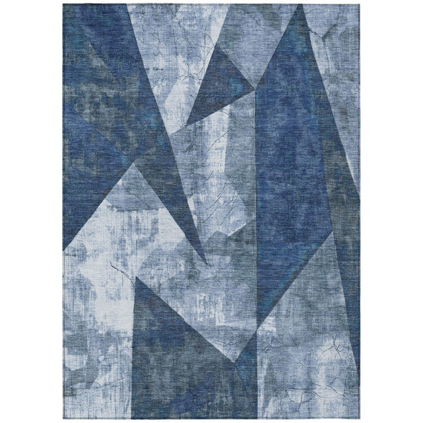 HomeRoots 5' X 8' Navy Blue and Ivory Geometric Area Rug - Stylish, Washable, Durable for Indoor & Outdoor Use 622331